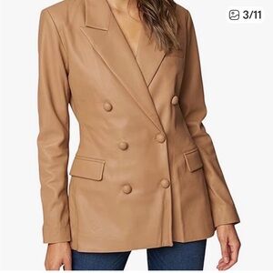 Blank NYC Camel Double-Breasted Blazer Anthropologie